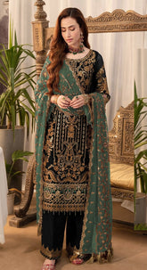 Heavy Faux Georgette with Embroidered Sequence work Suit